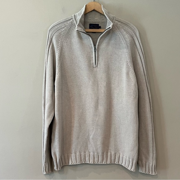 Tommy Bahama Other - Tommy Bahama Indigo Palm Sweater  Sz L Beige Quarter Zip Tight Knit